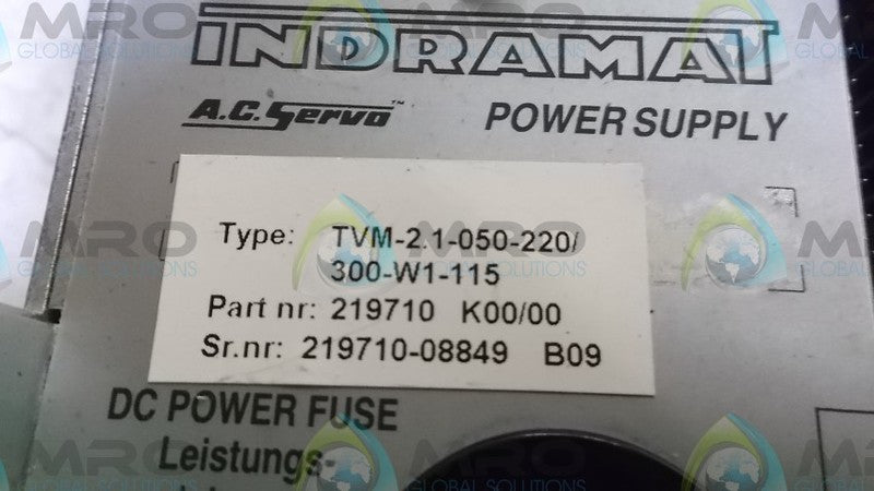 INDRAMAT TVM-2.1-050-220/300-W1-115 POWER SUPPLY  UNMP