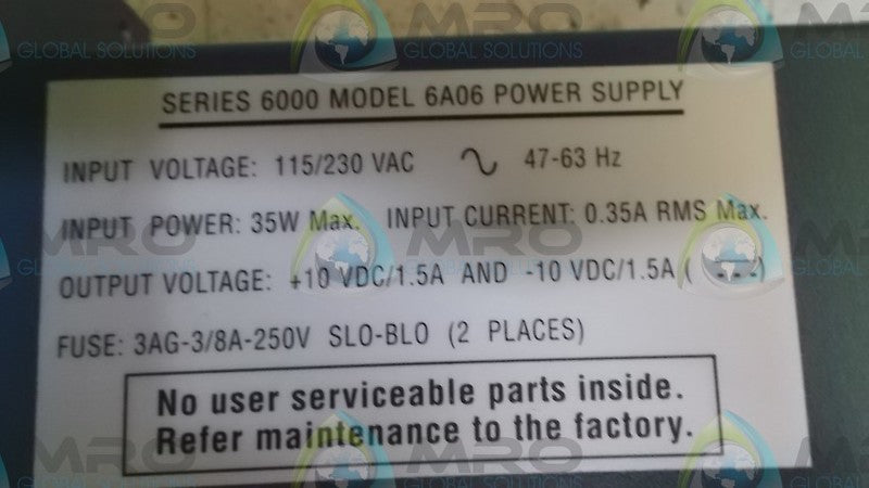 WEED INSTRUMENTS 6A06 POWER SUPPLY  UNMP