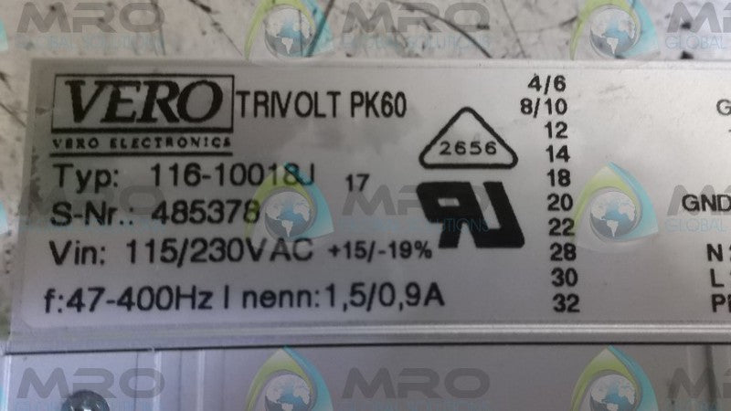 VERO 116-10018J POWER SUPPLY  UNMP