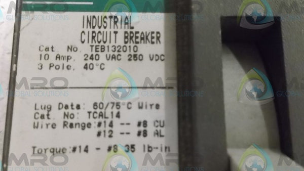 GENERAL ELECTRIC TEB132010 CIRCUIT BREAKER 10A (GREEN)  UNMP