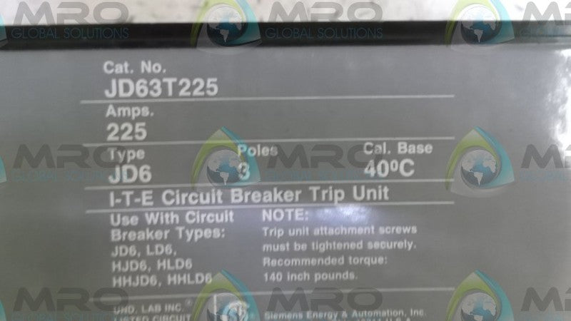 SIEMENS JD63T225 TRIP UNIT *NEW IN BOX*