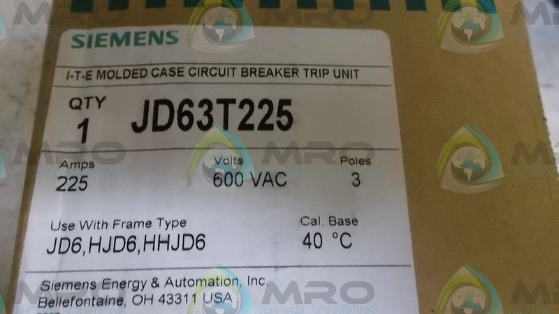 SIEMENS JD63T225 TRIP UNIT *NEW IN BOX*