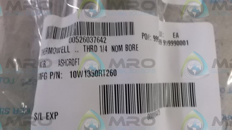 ASHCROFT 10W1350RT260 THERMOWELLS THREADED CONFIGURATION  NSMP