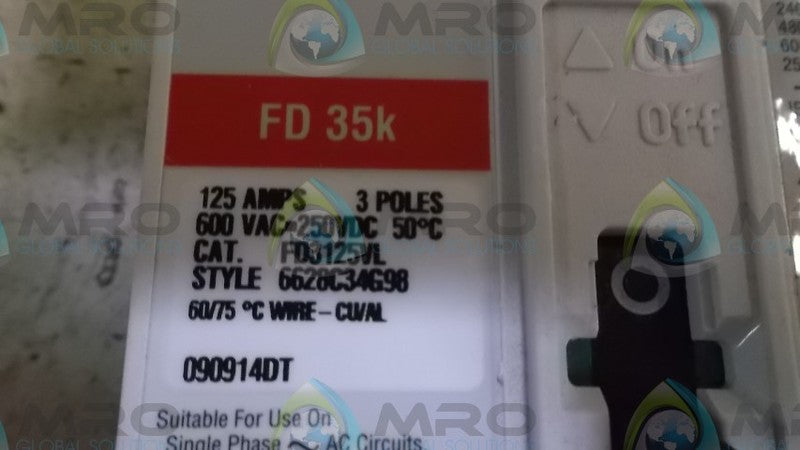 CUTLER HAMMER FD3125VL CIRCUI BREAKER  NSMP