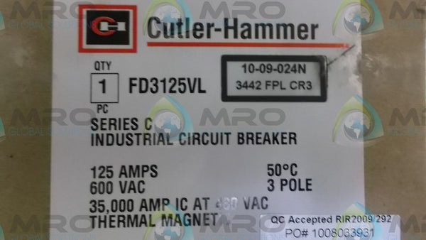 CUTLER HAMMER FD3125VL CIRCUI BREAKER  NSMP