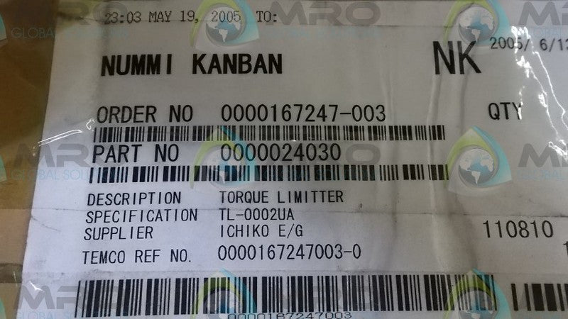NUMMI KANBAN TL-0002UA  NSMP