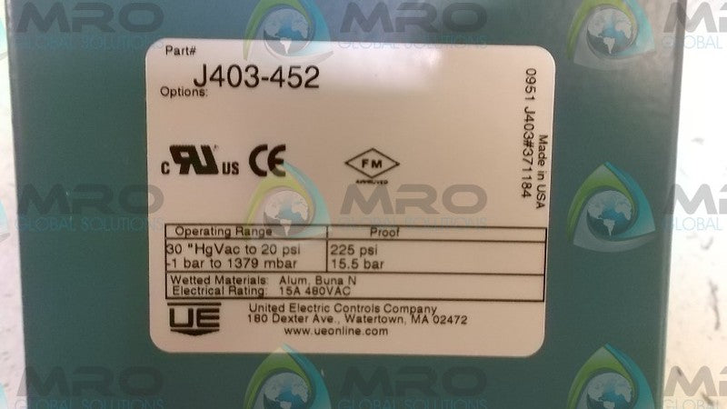UNITED ELECTRIC J403-452 NSMP