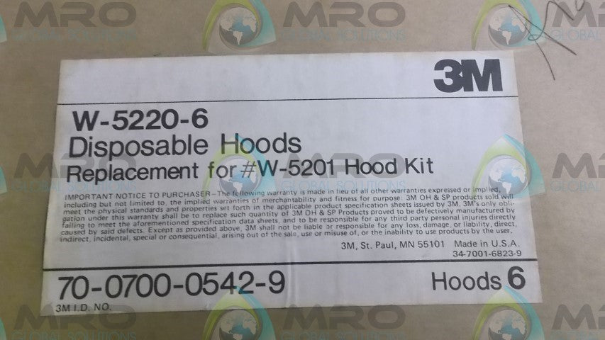 LOT OF 4 3M W-5220-6 DISPOSABLE HOODS *NEW IN BOX*