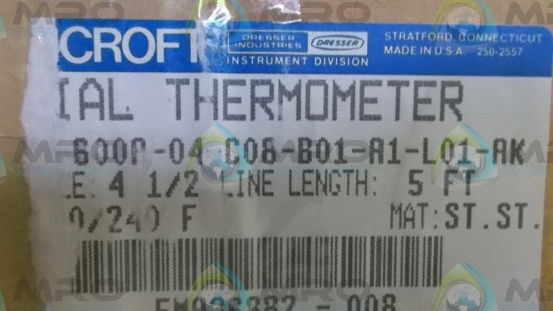 ASHCROFT C-600A-04-C08-B01-A1-L01-AK THERMOMETER  NSMP