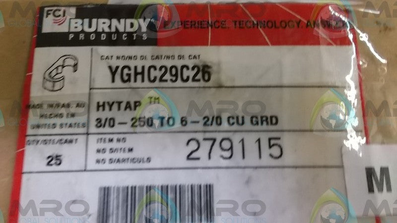 LOT OF 50 BURNDY YGHC29C26 GROUNDING CONNECTOR *NEW IN BOX*