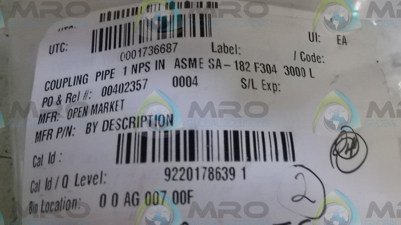 LOT OF 2 SA182 COUPLING PIPE *NEW NO BOX*