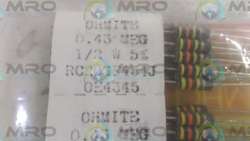 LOT OF 50 OHMITE RC20GF434J RESISTORS *NEW IN FACTORY BAG*