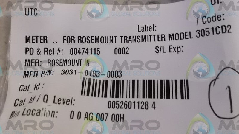 ROSEMOUNT 3031-0193-0003 KIT * NEW IN FACTORY BAG *