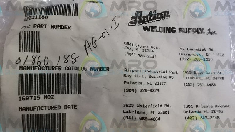 LOT OF 6 ACTION 169715 WELDING SUPPLY *NEW NO BOX*
