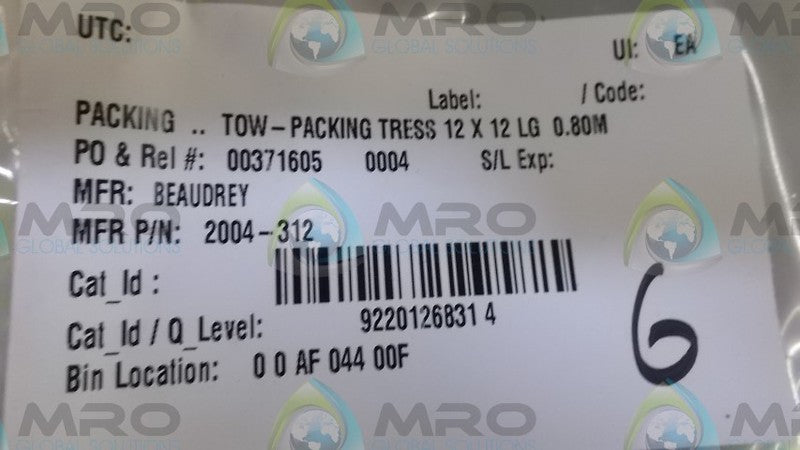 LOT OF 6 BEAUDREY 2004-312 TOW-PACKING *NEW NO BOX*