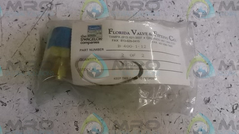 LOT OF 2 SWAGELOK B-400-1-12 MALE FITTING CONNECTOR *NEW IN FACTORY BAG*