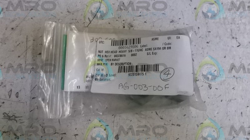LOT OF 4 00328616 HEX NUT *NEW NO BOX*