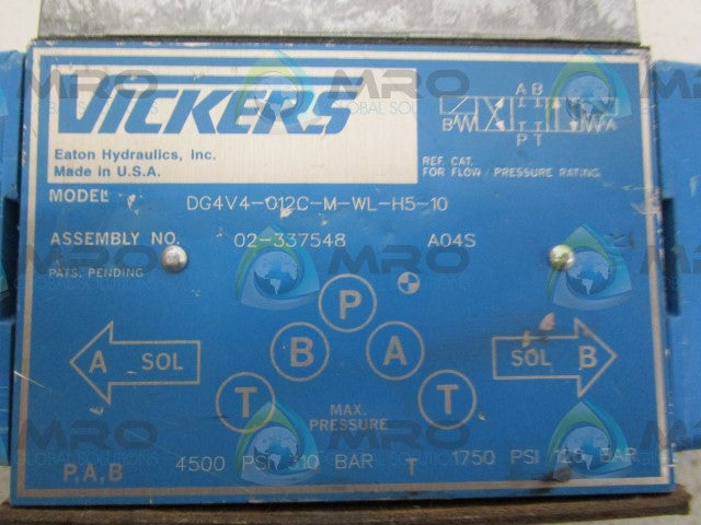 VICKERS DG4V4-012C-M-WL-H5-10 VALVE * NEW *