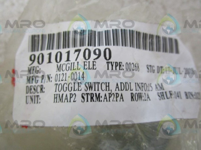 MCGILL 0121-0014 TOGGLE SWITCH * NEW IN FACTORY BAG *