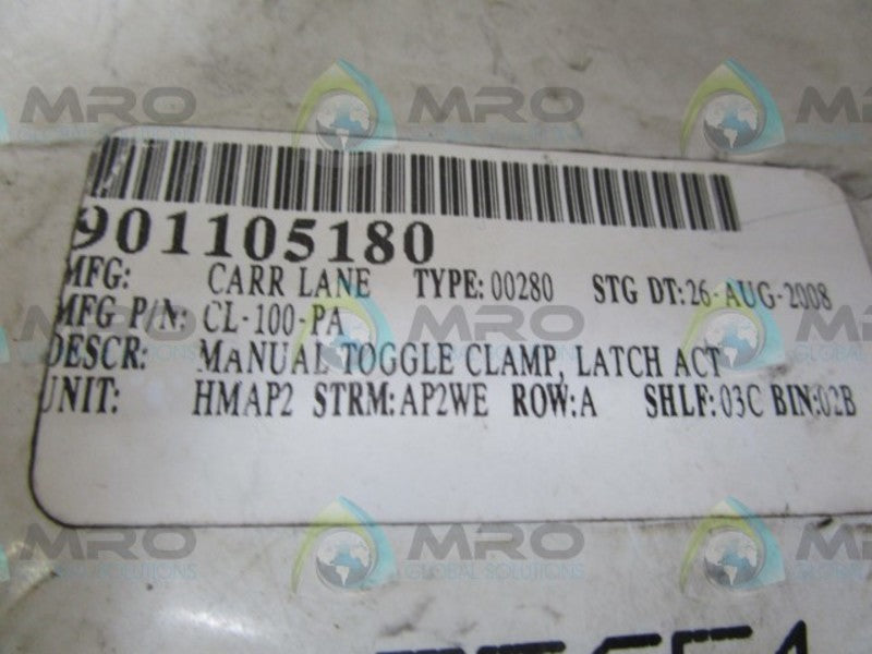CARR LANE CL-100-PA CLAMP LATCH-ACTION TOGGLE * NEW IN FACTORY BAG *