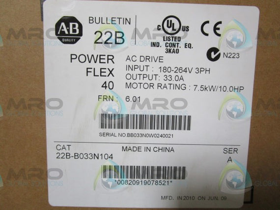 ALLEN BRADLEY 22B-B033N104 SERIES A AC DRIVE * NEW IN BOX *