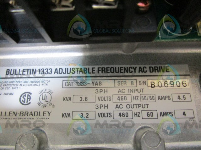 ALLEN BRADLEY 1333-YAB SER. B ADJUSTABLE FREQUENCY AC DRIVE * NEW IN BOX *