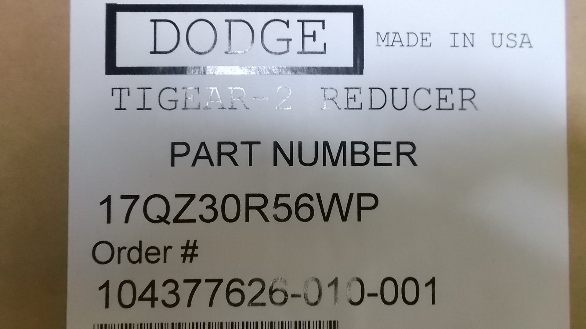 DODGE 17QZ30R56WP GEAR REDUCER * NEW IN BOX *