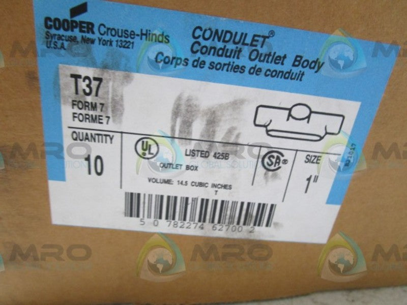 LOT OF 10 CROUSE-HINDS T37 CONDUIT *NEW IN BOX*