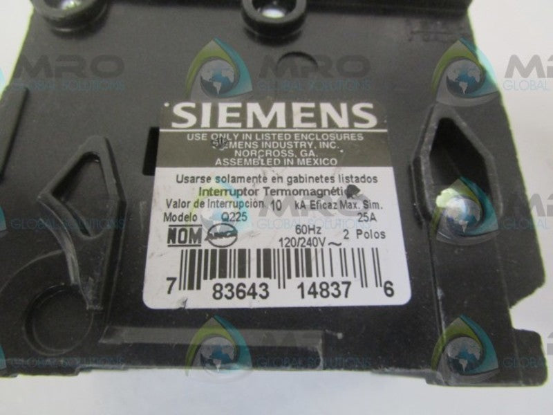 SIEMENS Q225 CIRCUIT BREAKER 25A * NEW NO BOX *