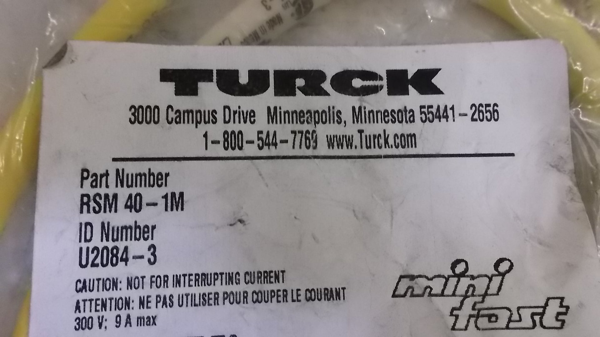 TURCK RSM40-1M CABLE * NEW IN FACTORY BAG *