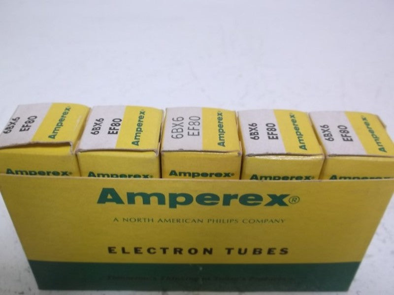 LOT OF 5 AMPEREX 6BX6 EF80 ELECTRON TUBE *NEW IN BOX*