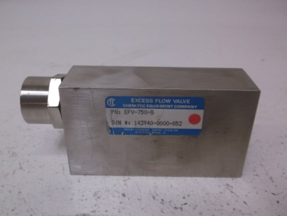CHEM-TEC EFV-750-S EXCERSS FLOW VALVE * NEW NO BOX *