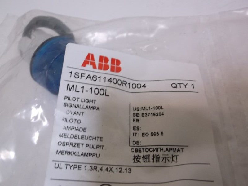 LOT OF 4 ABB ML1-100L PILOT LIGHT ACTUATOR BLUE LENS *NEW IN A BAG*