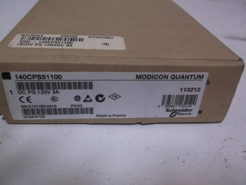 SCHNEIDER MODICON 140CPS51100 DC PS 125V 3A * FACTORY SEALED *