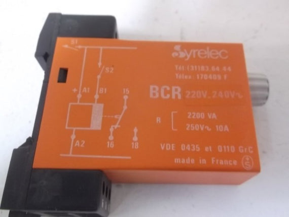 SYRELEC BCR TIMER DELAY RELAY 220VAC * NEW IN BOX *