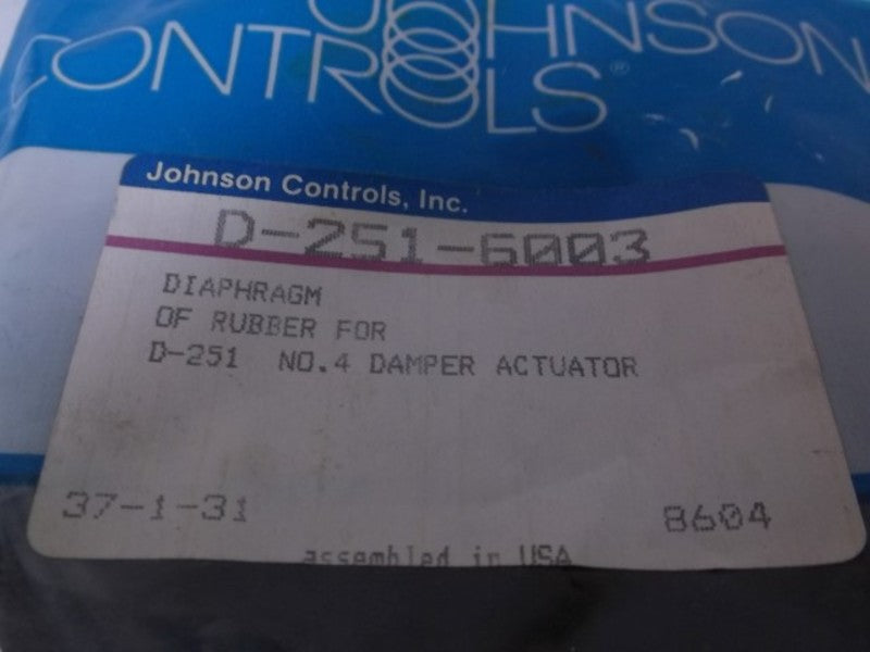JOHNSON CONTROLS D-251-6003 RUBBER DIAPHRAGM * NEW FACTORY BAG *