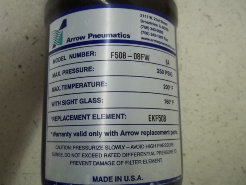 ARROW PNEUMATICS F508-08FW BA PNEUMATIC FILTER * NEW *