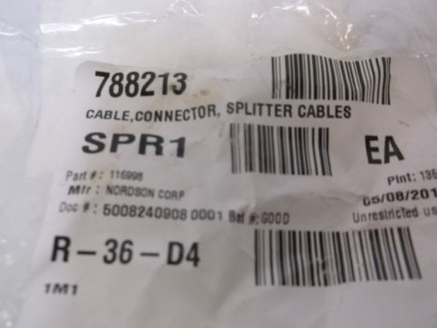 NORDSON 116998 CABLE CONNECTOR SPLITTER CABLES * NEW NO BOX *