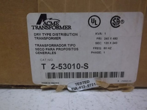 ACME T2-53010-S DRY TYPE DISTRIBUTION TRANSFORMER * FACTORY SEALED *