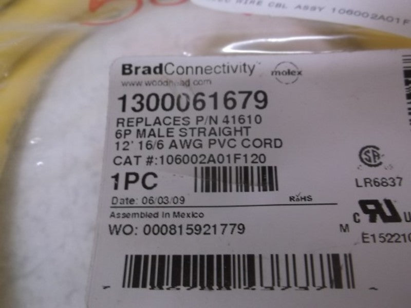 DANIEL WOODHEAD 106002A01F120 CORDSET 12FT 6 POLE * NEW IN A BAG *