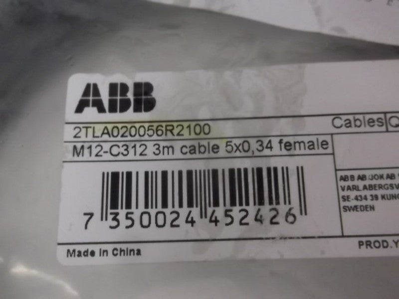 ABB 2TLA020056R2100 M12-C312 3M CABLE * NEW IN A BAG *