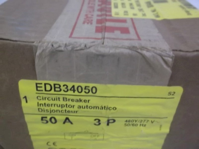 SQUARE D EDB34050 MINIATURE CIRCUIT BREAKER 480Y 277V 50A * FACTORY SEALED *