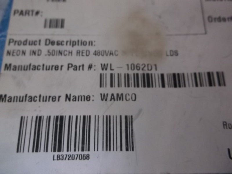 LOT OF 2 WAMCO WL-1062D1 NEON INDICATOR *NEW NO BOX*