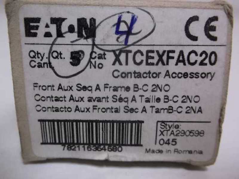 LOT OF 4 EATON XTCEXFAC20 CONTACTOR ACCESSORY FRONT AUX *NEW IN BOX*