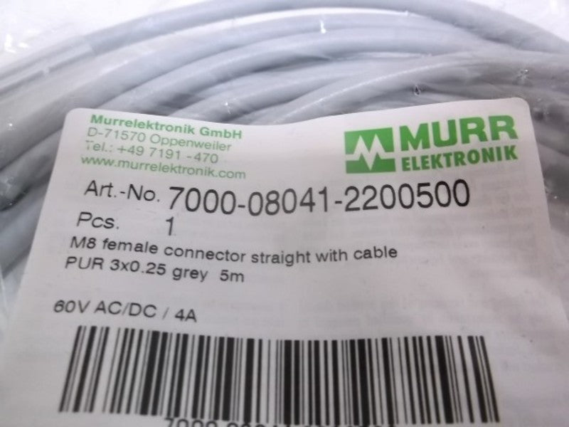 MURR ELEKTRONIK 7000-08041-2200500 FEMALE CONNECTOR STRAIGHT * FACTORY BAG *