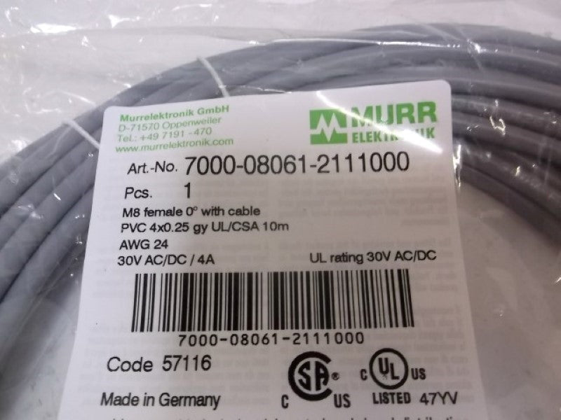 MURR ELEKTRONIK 7000-08061-2111000 FEMALE CONNCTOR STRAIGHT * FACTORY BAG *
