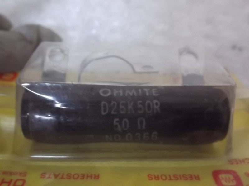 LOT OF 4 OHMITE D25K50R RESISTOR 25W 50 OHMS *ORIGINAL PACKAGE*