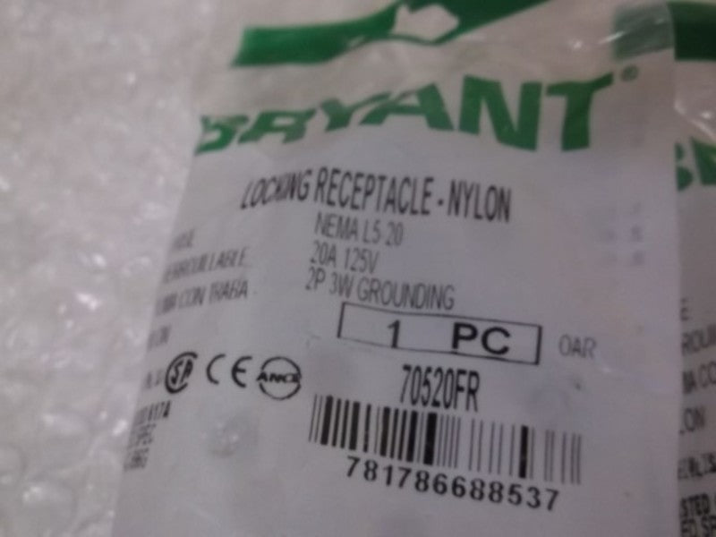 LOT OF 4 BRYANT 70520FR LOCKING RECEPTACLE *FACTORY BAG*