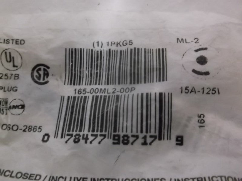 LEVITON 165-00ML2-00P TWIST LOCK PLUG MIDGET * FACTORY BAG *