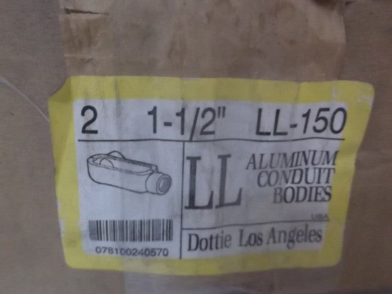 LOT OF 2 DOTTIE LL-150 ALUMINUM CONDUIT BODIES *NEW IN BOX*